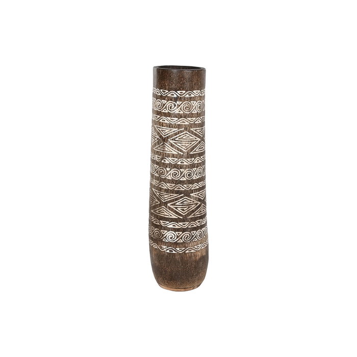 DKD Home Decor Macetero de Madera Tallado Cocotero Marrón 30x30x120 cm