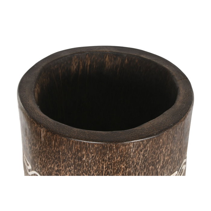 DKD Home Decor Macetero de Madera Tallado Cocotero Marrón 30x30x120 cm