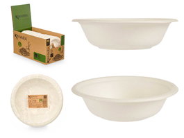 Kinvara Set 8 Bol Caña de Azúcar 350ml Compostable, Blanco, 16x4.5x16cm (Set de 72)
