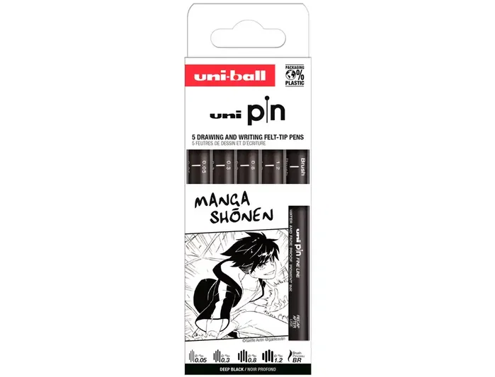 Uniball Set de 5 Rotuladores PIN Manga Shonen Negro Surtido Uniball Set de 5 Rotuladores PIN Manga Shonen Negro Surtido