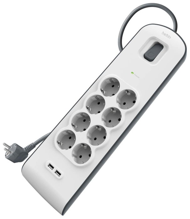 Belkin BSV804VF2M-V2 Regleta de 8 enchufes y 2 USB-A