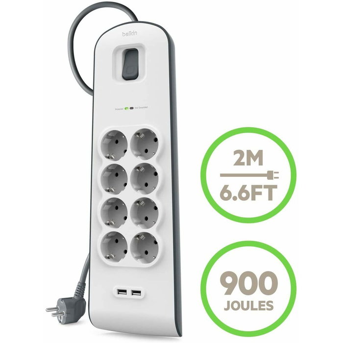 Belkin BSV804VF2M-V2 Regleta de 8 enchufes y 2 USB-A