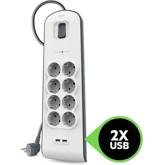 Belkin BSV804VF2M-V2 Regleta de 8 enchufes y 2 USB-A