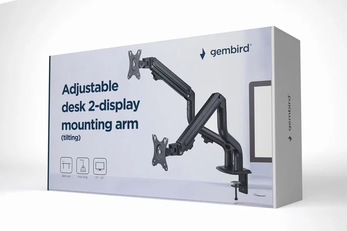 Gembird MA-DA2-02 Soporte para Monitor Doble de Escritorio Negro Gembird MA-DA2-02 Soporte para Monitor Doble de Escritorio Negro