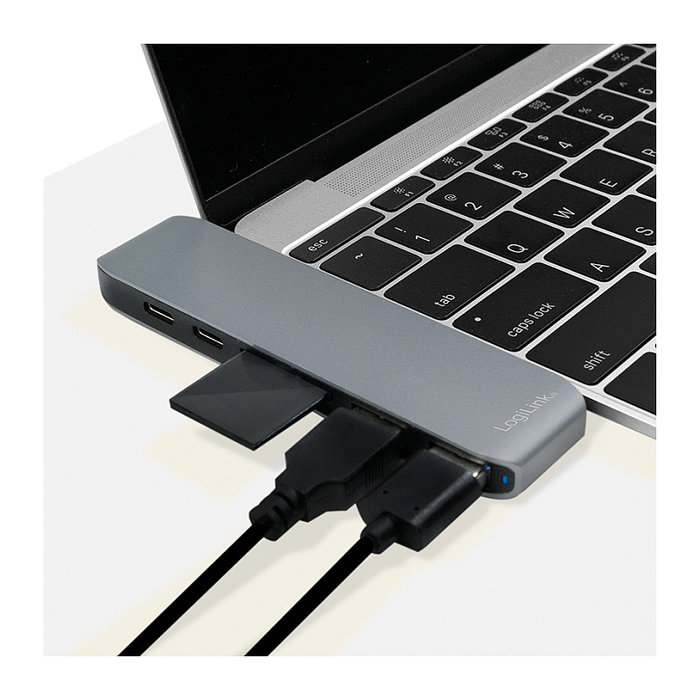 LogiLink Docking Station USB-C de 7 puertos con PD en aluminio
