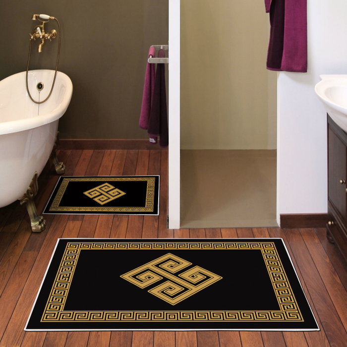 Mijölnir KT490 Juego de Alfombrillas de Baño Antideslizante Antibacteriano 100% Poliéster 850 gr/m² 50x60 cm 60x100 cm