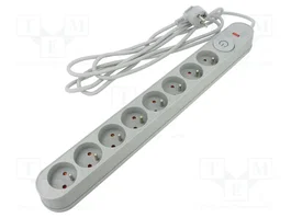 PLASTROL Regleta de alimentación de 8 tomas con cable de 3m