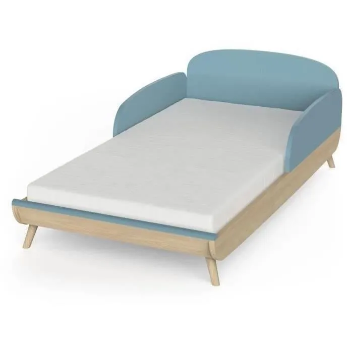 Ens. Cuna 70 x 140 Kit escalable, cómoda 2 cajones 3, nichos y 1 cambiador, 1 armario - FIRMIANA - Azul / madera - DEMEYERE Ens. Cuna 70 x 140 Kit escalable, cómoda 2 cajones 3, nichos y 1 cambiador, 1 armario - FIRMIANA - Azul / madera - DEMEYERE