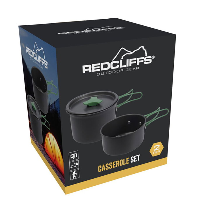 Redcliffs Cacerolas Aluminio Anodizado 2 Piezas Asas Plegables 950 ml/550 ml