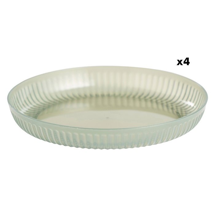 Day Juego de 4 Platos Desechables de Melamina - 20 cm, Antideslizantes, Aptos para Lavavajillas, Colores Surtidos (Burdeos, Verde Oliva, Crema)