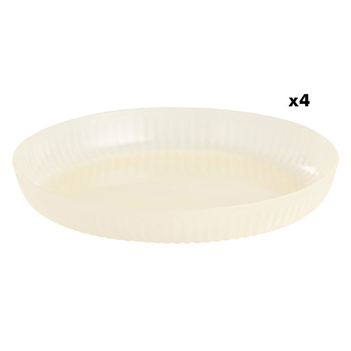 Day Juego de 4 Platos Desechables de Melamina - 20 cm, Antideslizantes, Aptos para Lavavajillas, Colores Surtidos (Burdeos, Verde Oliva, Crema)