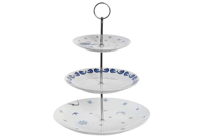 DKD Home Decor Frutero Atlantico Azul Blanco Porcelana Metal 27 x 34 x 27 cm DKD Home Decor Frutero Atlantico Azul Blanco Porcelana Metal 27 x 34 x 27 cm