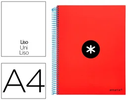 Antartik Cuaderno espiral A4 tapa forrada rojo 120h liso