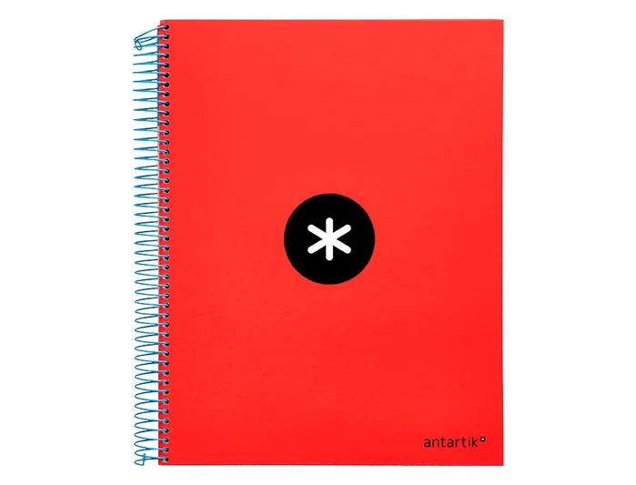 Antartik Cuaderno espiral A4 tapa forrada rojo 120h liso
