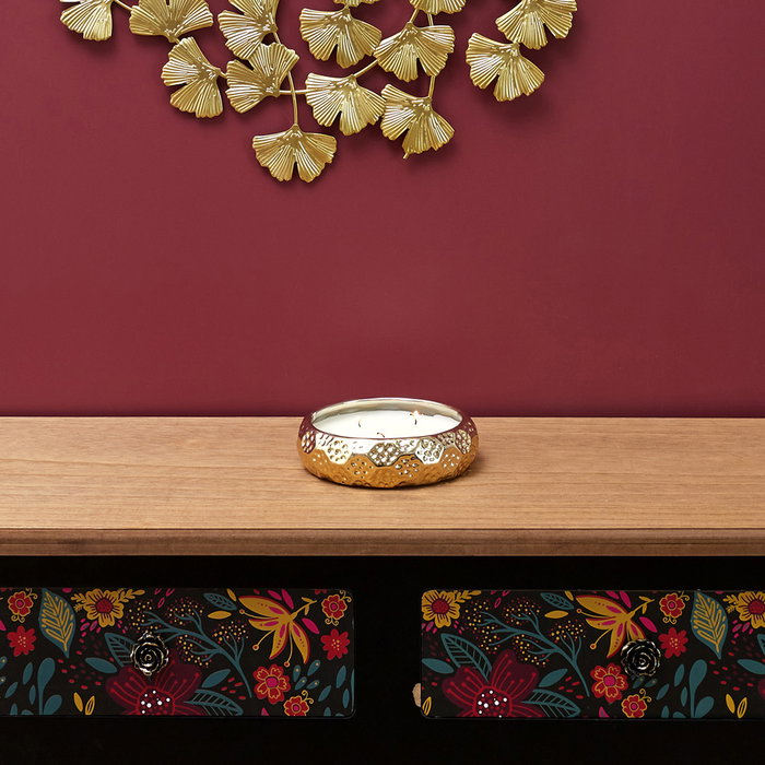 Home Deco Factory Vela Perfumada con 3 Mechas Oro