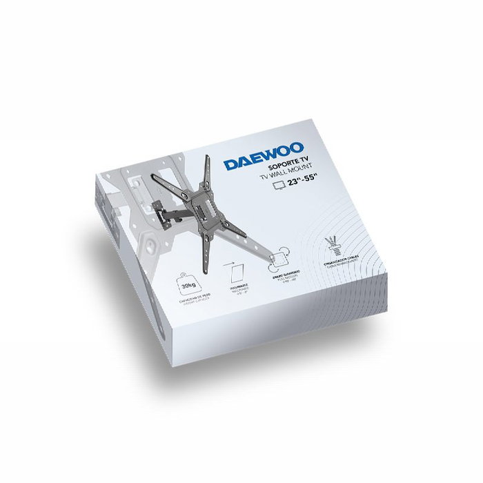 DAEWOO - Soporte de TV para Pantallas de 23 a 55 Pulgadas, Inclinacion 5-8 Grados, Brazo 90 Grados, 30 kg, Perfil 60-208 mm
