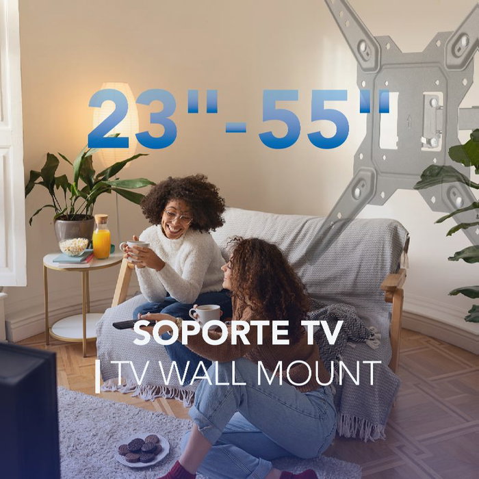 DAEWOO - Soporte de TV para Pantallas de 23 a 55 Pulgadas, Inclinacion 5-8 Grados, Brazo 90 Grados, 30 kg, Perfil 60-208 mm