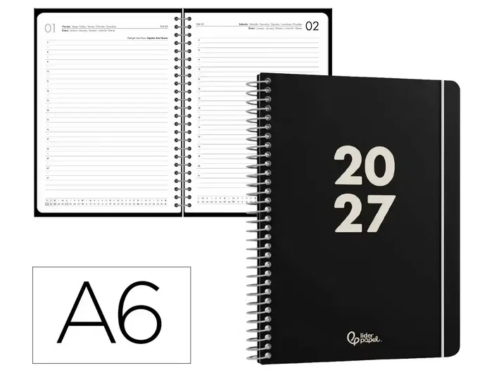 Liderpapel Agenda de Oficina 2027 Día por Página A6 Negro Liderpapel Agenda de Oficina 2027 Día por Página A6 Negro