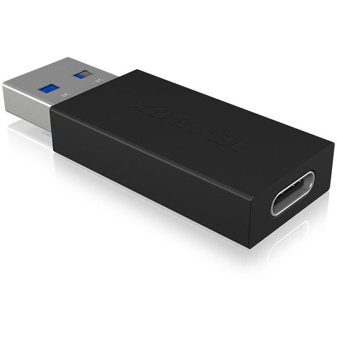 ICY BOX IB-CB015 - Adaptador USB-A a USB-C 3.1 Gen 2 (10 Gbit/s), Conector Macho USB-C y Hembra USB-A, Negro