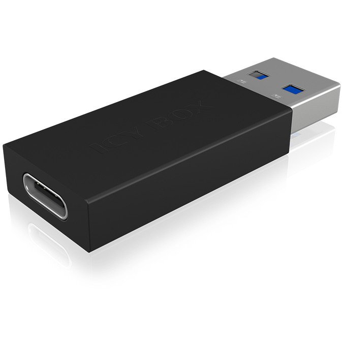 ICY BOX IB-CB015 - Adaptador USB-A a USB-C 3.1 Gen 2 (10 Gbit/s), Conector Macho USB-C y Hembra USB-A, Negro