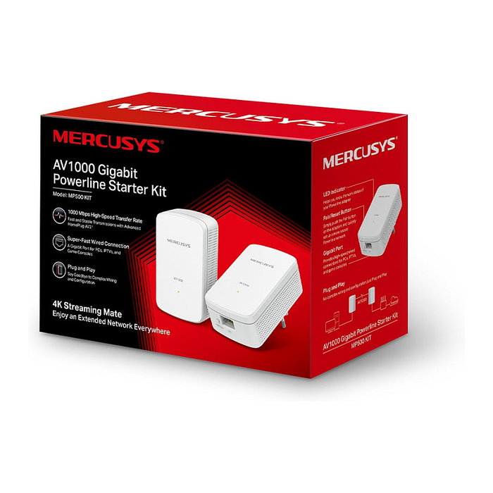 TP-Link Mercusys MP500 AV1000 Kit Powerline Gigabit Starter Kit para Red de Alta Velocidad TP-Link Mercusys MP500 AV1000 Kit Powerline Gigabit Starter Kit para Red de Alta Velocidad