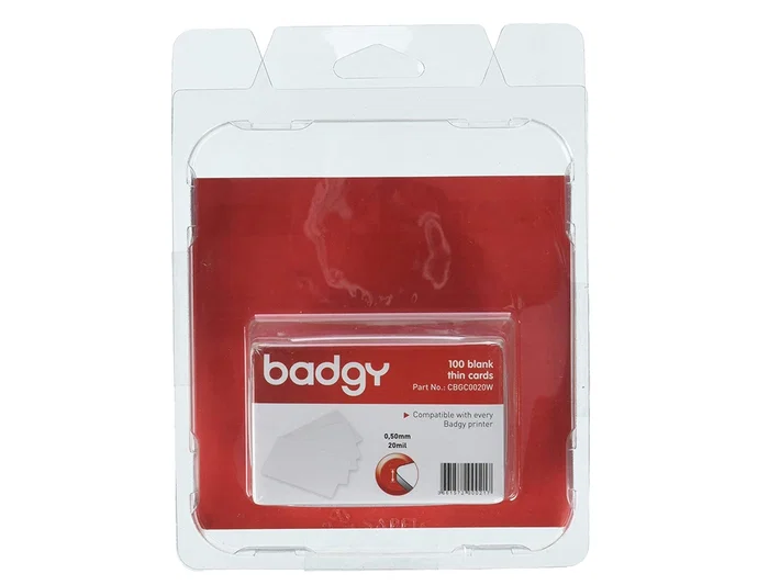 Badgy Tarjeta PVC para Impresora Grosor 0,50 mm Pack 100 Unidades 53,98x85,60 mm