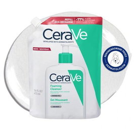 CeraVe Crema Hidratante Facial Espuma Limpiadora Refill - Limpiador Facial para Piel Seca con Ceramidas y Ácido Hialurónico