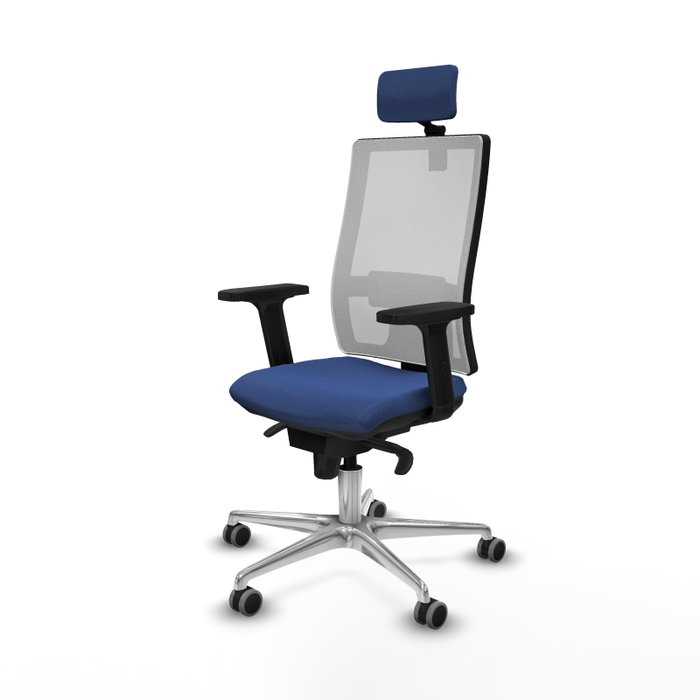 PIQUERAS Y CRESPO Silla de oficina Horna con mecanismo Sincro, Azul marino y Blanco