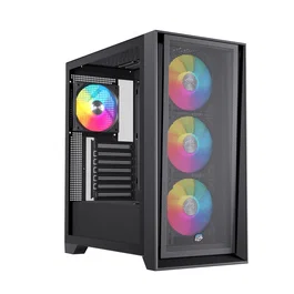 Einarex Caja de ordenador P600 RGB con 4 ventiladores, Negra