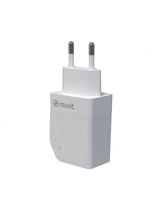 Muvit MCACC0014 Cargador de Pared USB-C 30W Carga Rápida, Diseño Ecológico 100% Reciclado, Blanco Muvit MCACC0014 Cargador de Pared USB-C 30W Carga Rápida, Diseño Ecológico 100% Reciclado, Blanco
