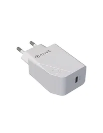 Muvit MCACC0014 Cargador de Pared USB-C 30W Carga Rápida, Diseño Ecológico 100% Reciclado, Blanco