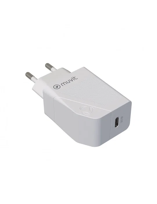 Muvit MCACC0014 Cargador de Pared USB-C 30W Carga Rápida, Diseño Ecológico 100% Reciclado, Blanco Muvit MCACC0014 Cargador de Pared USB-C 30W Carga Rápida, Diseño Ecológico 100% Reciclado, Blanco
