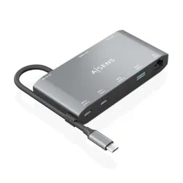 AISENS - USB-C DOCK 8 EN 1, USB-C A 1xHDMI, 1xVGA, 1xRJ45, 2xUSB-A, 2xUSB-C 5G, 1xUSB-C PD, GRIS, 20CM