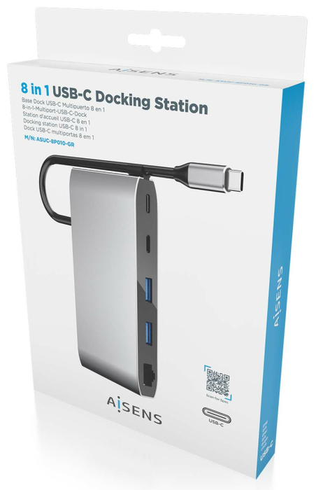 Aisens USB-C Dock 8 en 1 ASUC-8P010-GR Gris