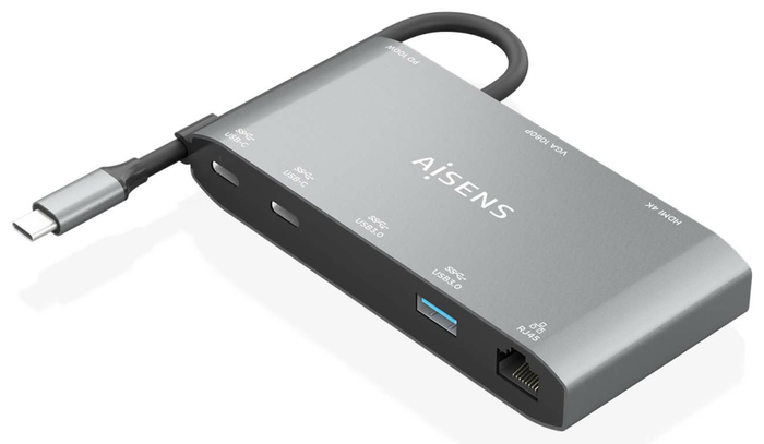Aisens USB-C Dock 8 en 1 ASUC-8P010-GR Gris