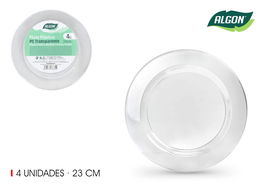 Algon Set 4 Platos Transparentes de Plástico (PS) 23 cm (24 Unidades)