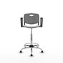 Taburete Robledo con mecanismo Giratorio de PVC color Gris claro. Equipado con Base cromada, Brazos fijosy Topes