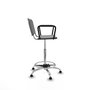 Taburete Robledo con mecanismo Giratorio de PVC color Gris claro. Equipado con Base cromada, Brazos fijosy Topes