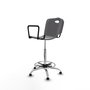Taburete Robledo con mecanismo Giratorio de PVC color Gris claro. Equipado con Base cromada, Brazos fijosy Topes