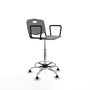 Taburete Robledo con mecanismo Giratorio de PVC color Gris claro. Equipado con Base cromada, Brazos fijosy Topes