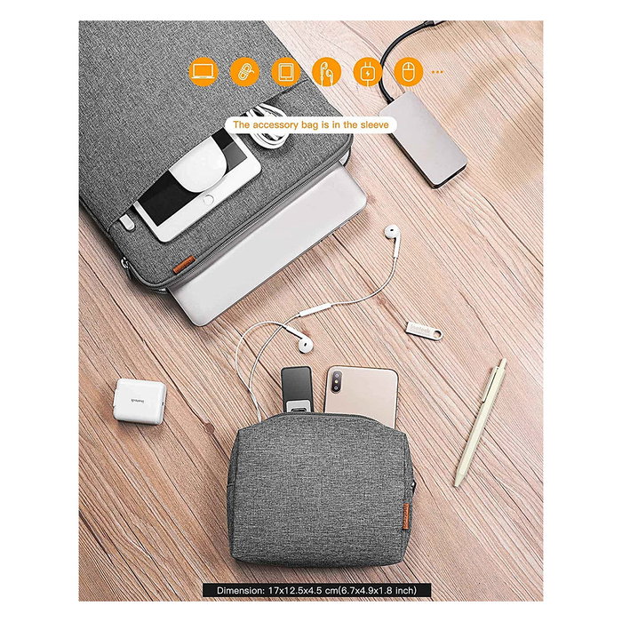 Inateck LB01006/S1 Funda para Portátil 13" (33 cm) Gris, Con Bolsillo delantero y Cremallera, Compatible con Apple