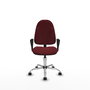 Silla de oficina Algarra con mecanismo Contacto permanente básico tapizada con Similpiel color Granate. Equipada con Base cromada, Brazos fijos y Ruedas de parqué