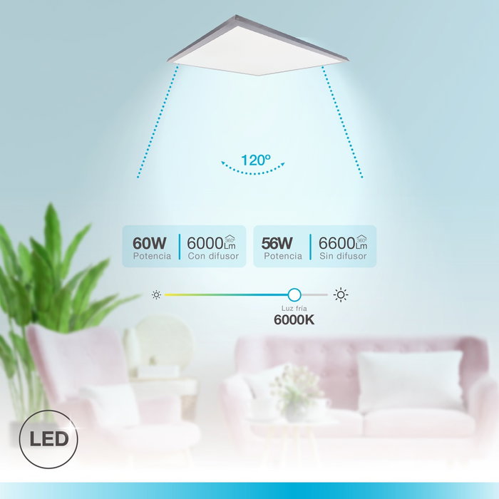 GSC Evolution Panel LED de superficie Kisongo 120x60cm 60W 6000K Níquel GSC Evolution Panel LED de superficie Kisongo 120x60cm 60W 6000K Níquel