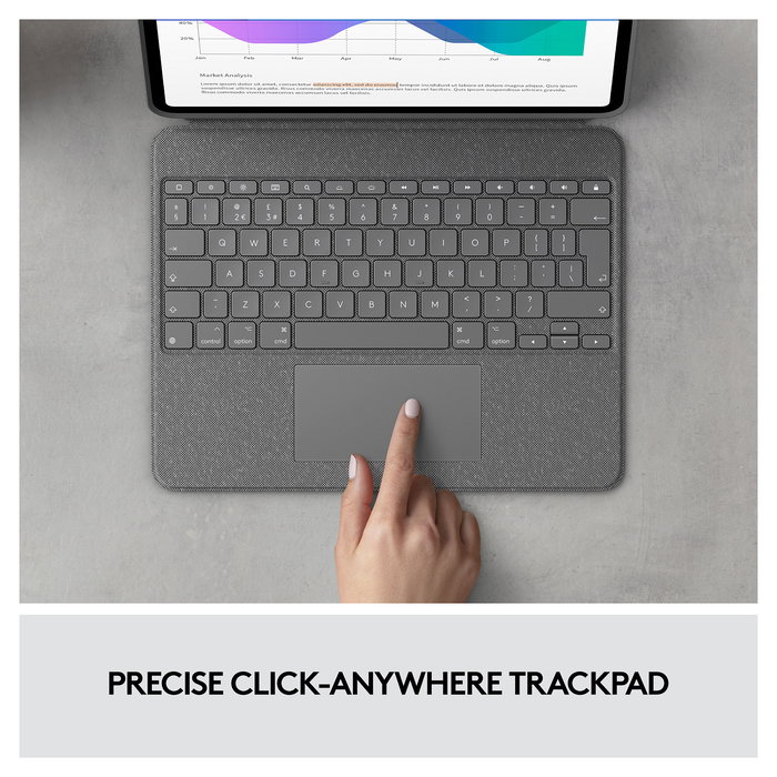 Logitech 920-010214 Teclado QWERTY con Trackpad para Apple iPad Pro 12.9" 5.ª Gen, Retroiluminado, Cubierta, Gris Oxford Logitech 920-010214 Teclado QWERTY con Trackpad para Apple iPad Pro 12.9" 5.ª Gen, Retroiluminado, Cubierta, Gris Oxford