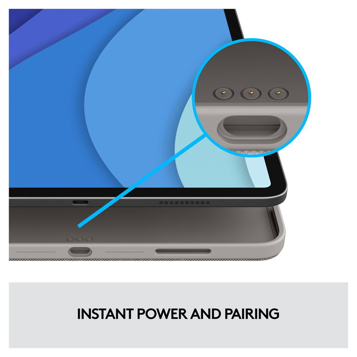 Logitech 920-010214 Teclado QWERTY con Trackpad para Apple iPad Pro 12.9" 5.ª Gen, Retroiluminado, Cubierta, Gris Oxford Logitech 920-010214 Teclado QWERTY con Trackpad para Apple iPad Pro 12.9" 5.ª Gen, Retroiluminado, Cubierta, Gris Oxford