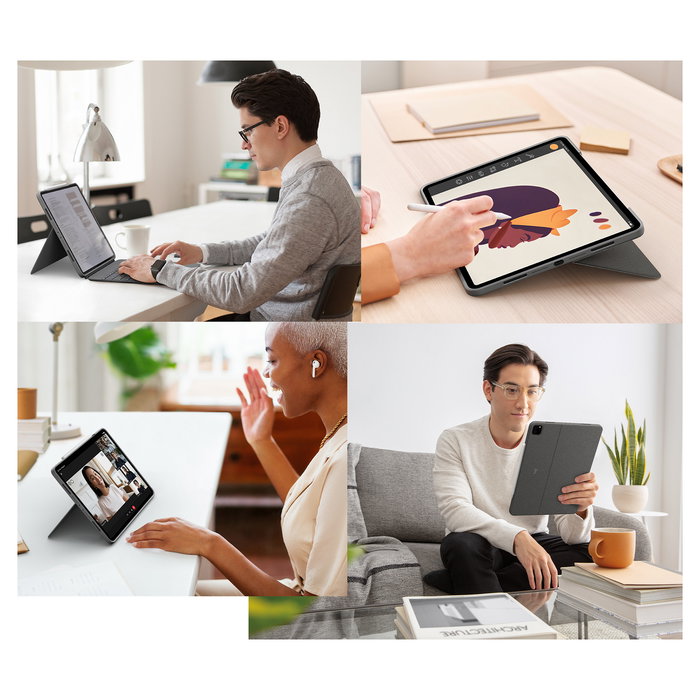 Logitech 920-010214 Teclado QWERTY con Trackpad para Apple iPad Pro 12.9" 5.ª Gen, Retroiluminado, Cubierta, Gris Oxford Logitech 920-010214 Teclado QWERTY con Trackpad para Apple iPad Pro 12.9" 5.ª Gen, Retroiluminado, Cubierta, Gris Oxford