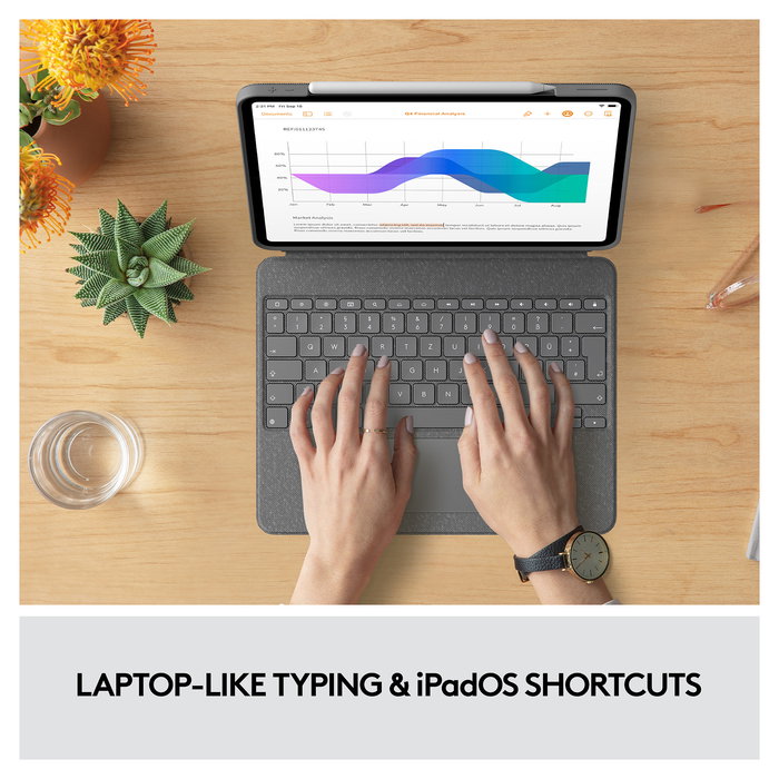 Logitech 920-010214 Teclado QWERTY con Trackpad para Apple iPad Pro 12.9" 5.ª Gen, Retroiluminado, Cubierta, Gris Oxford Logitech 920-010214 Teclado QWERTY con Trackpad para Apple iPad Pro 12.9" 5.ª Gen, Retroiluminado, Cubierta, Gris Oxford