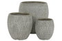 DKD Home Decor Set 3 Macetas Terraza Jardin Gris Magnesia Fibra Vidrio 55x55.5x55 cm