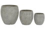 DKD Home Decor Set 3 Macetas Terraza Jardin Gris Magnesia Fibra Vidrio 55x55.5x55 cm