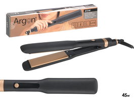 Argon Plancha de Pelo Cerámica con Pantalla LCD, 45W, Placas Anchas de 32 mm con Souft Touch, 3 Temperaturas (165ºC/185ºC/210ºC), 32 x 3 x 4 cm, Negro y Dorado (Set de 6)